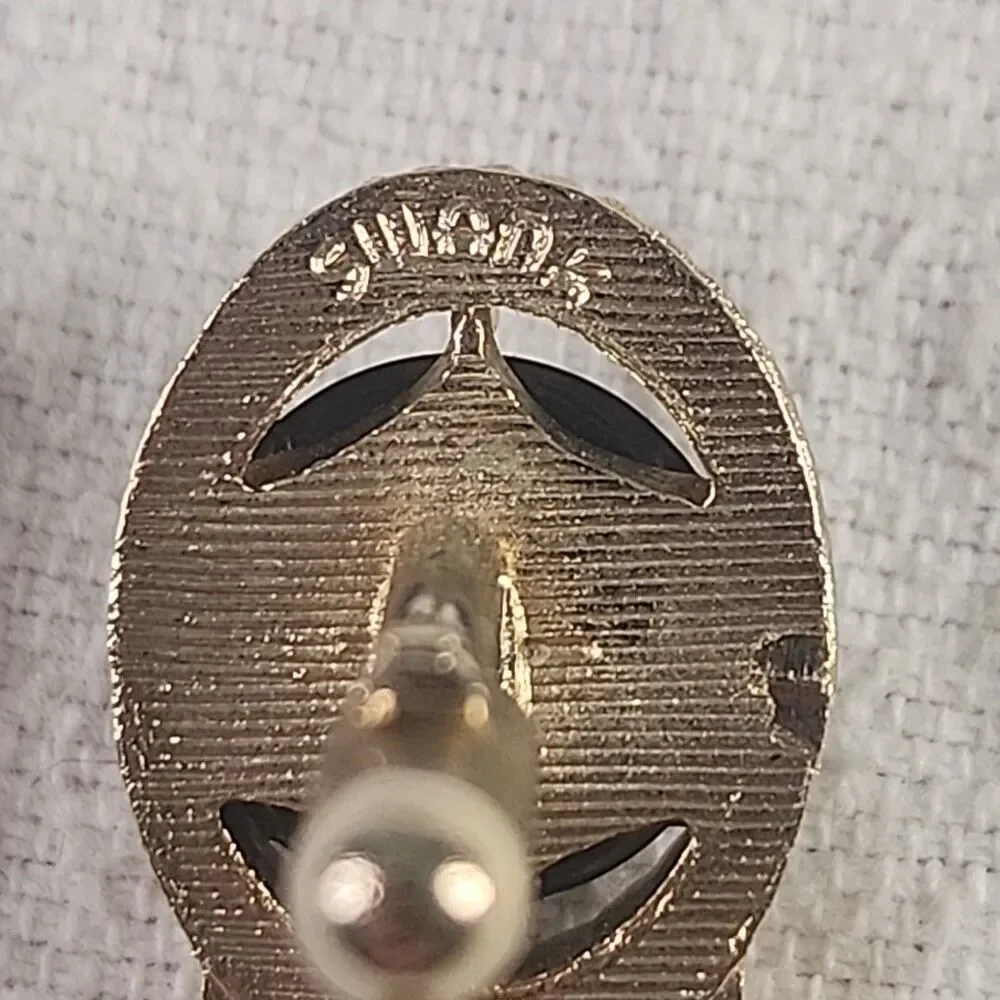 Cufflinks & Tie Clip Swank Gold Tone Green Cabochon Wraparound Mesh Vintage